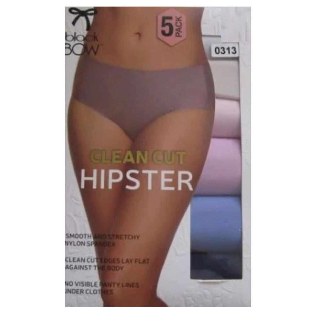 NWT Black Bow Women's 5 Pack Clean Cut Hipster Panties Size XL $50 11HL96